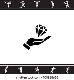 Web icon. Diamond in hand