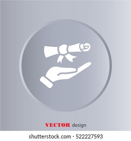 Web icon. Diploma in hand