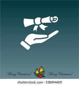 Web icon. Diploma in hand