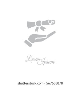 Web icon. Diploma in hand