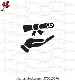 Web icon. Diploma in hand