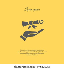Web icon. Diploma in hand