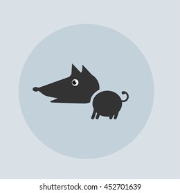 Web Icon of the dog with big head. Avatar. Vector isolated illustration. 