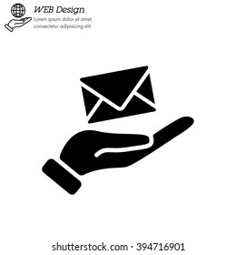 Web icon. E-mail (letter) in hand
