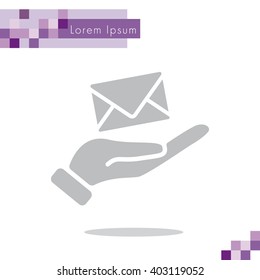 Web icon. E-mail (letter) in hand