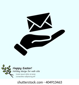 Web icon. E-mail (letter) in hand