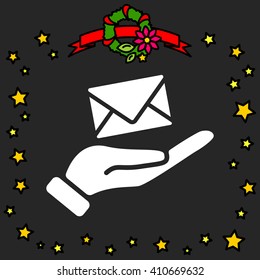 Web icon. E-mail (letter) in hand