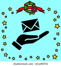 Web icon. E-mail (letter) in hand