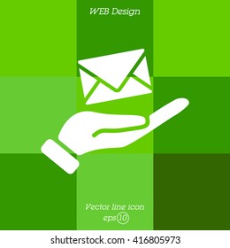 Web icon. E-mail (letter) in hand