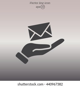 Web icon. E-mail (letter) in hand