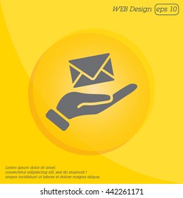 Web icon. E-mail (letter) in hand