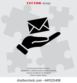 Web icon. E-mail (letter) in hand