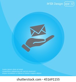 Web icon. E-mail (letter) in hand