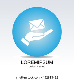 Web icon. E-mail (letter) in hand