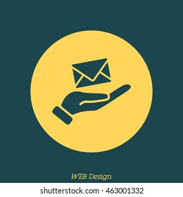 Web icon. E-mail (letter) in hand