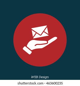 Web icon. E-mail (letter) in hand