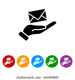 Web icon. E-mail (letter) in hand
