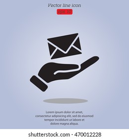 Web icon. E-mail (letter) in hand