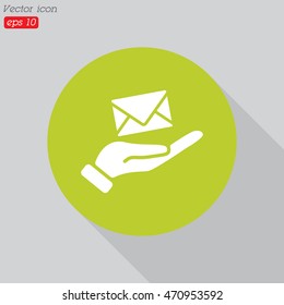 Web icon. E-mail (letter) in hand