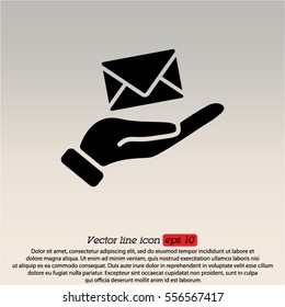 Web icon. E-mail (letter) in hand