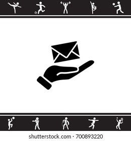 Web icon. E-mail (letter) in hand