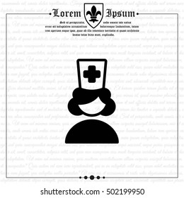 Web icon. Female doctor, nurse
