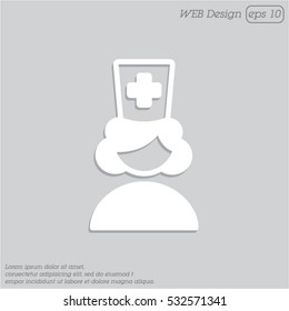 Web icon. Female doctor, nurse