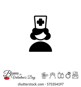 Web icon. Female doctor, nurse