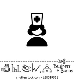 Web icon. Female doctor, nurse