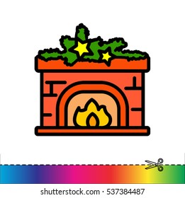 Web icon. Fireplace, Christmas decorations