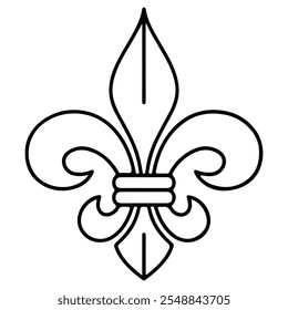 Web-Ikone von fleur de lis, geraldische französische Lilie in traditioneller lila, grün und gelb Palette. Symbol von Mardi Gras oder Fett Dienstag - Vektorpiktogramm