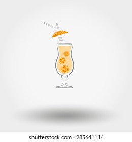 Web icon Fresh summer cocktail. Vector illustration on a white background. Flat design style.