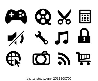 Web icon. Game, music, sound, scissor, lock, camera, web, wifi, wrench, cart icon.Various  type trendy and popular icon