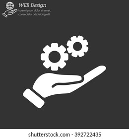 Web icon. Gears (mechanism) in hand