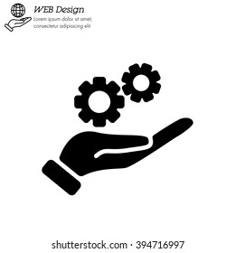 Web icon. Gears (mechanism) in hand