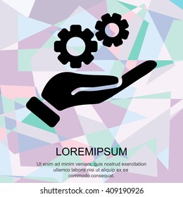 Web icon. Gears (mechanism) in hand