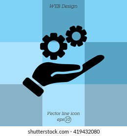 Web icon. Gears (mechanism) in hand