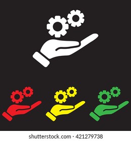 Web icon. Gears (mechanism) in hand