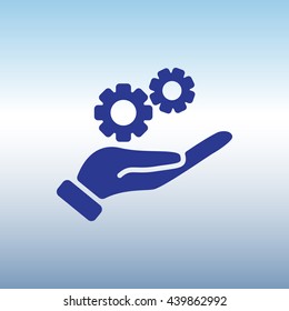 Web icon. Gears (mechanism) in hand
