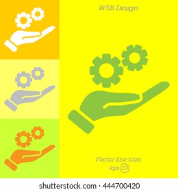 Web icon. Gears (mechanism) in hand