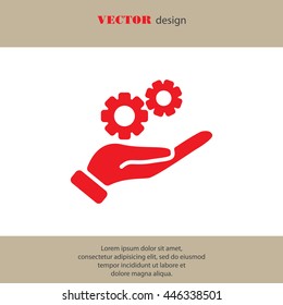 Web icon. Gears (mechanism) in hand
