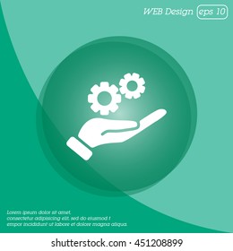 Web icon. Gears (mechanism) in hand