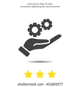 Web icon. Gears (mechanism) in hand