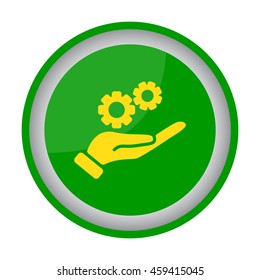 Web icon. Gears (mechanism) in hand