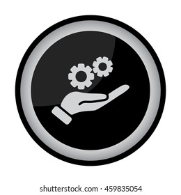 Web icon. Gears (mechanism) in hand