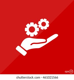Web icon. Gears (mechanism) in hand