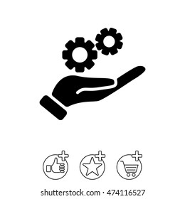 Web icon. Gears (mechanism) in hand