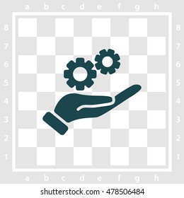 Web icon. Gears (mechanism) in hand
