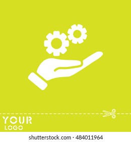 Web icon. Gears (mechanism) in hand