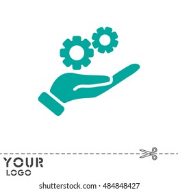 Web icon. Gears (mechanism) in hand